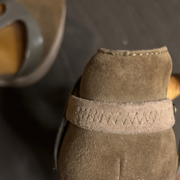 L.A.M.B. Gray Suede Peep-Toe Platform Heels - Picture 6 of 7